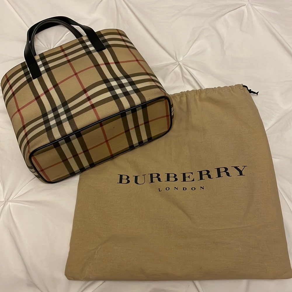 Burberry London Nova Check PVC Leather Tote Handbag